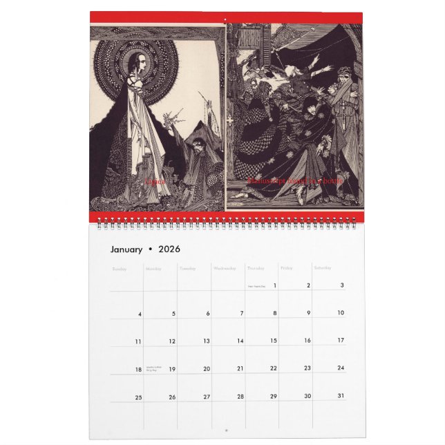 The Edgar Allan Poe and Harry Clarke Wall Calendar (Jan 2026)
