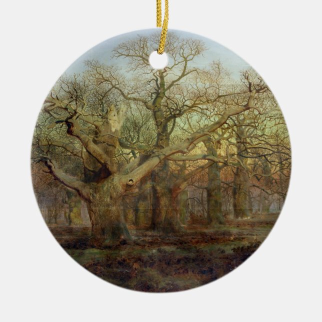 The Edge of Sherwood Forest, 1878 Ceramic Tree Decoration (Front)
