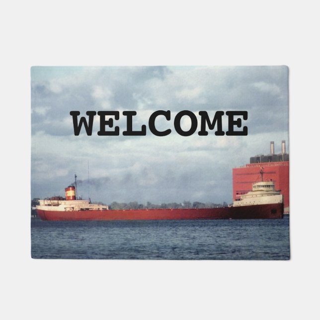 The Edmund Fitzgerald on the St. Clair River Doormat (Front)