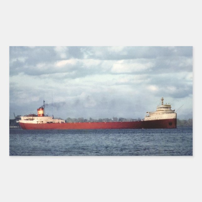 The Edmund Fitzgerald on the St. Clair River Rectangular Sticker (Front)