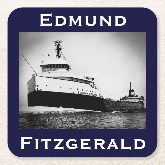 The Edmund Fitzgerald Square Paper Coaster (Front)