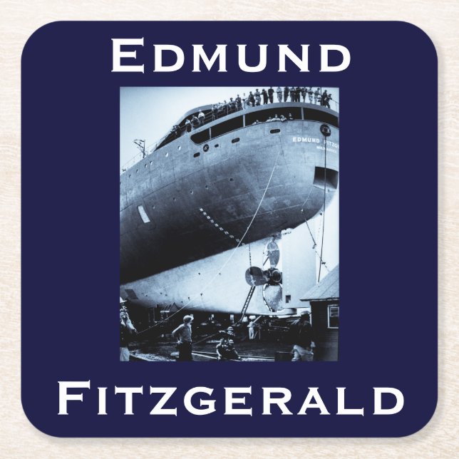 The Edmund Fitzgerald Square Paper Coaster (Front)