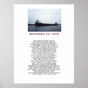 The Edmund Fitzgerald with Crew Names Gift Box Poster