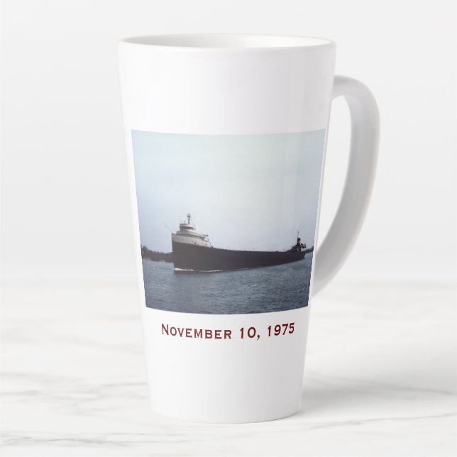 The Edmund Fitzgerald with Crew Names Latte Mug (Right Angle)
