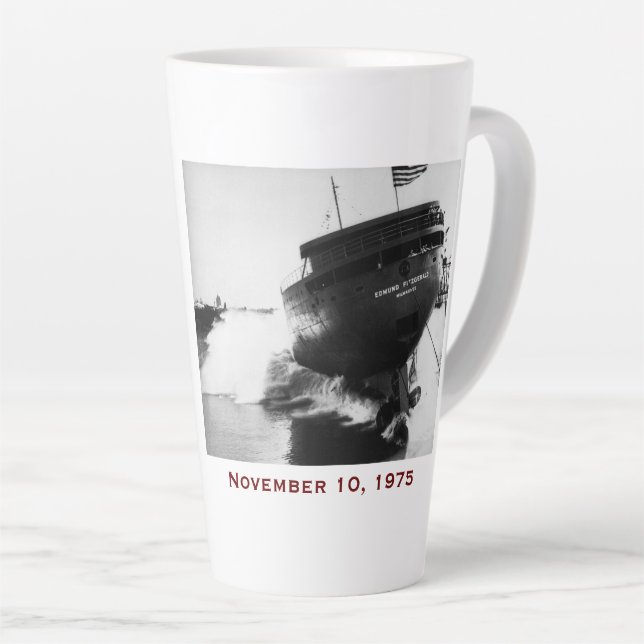 The Edmund Fitzgerald with Crew Names Latte Mug (Right Angle)