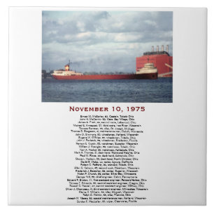 The Edmund Fitzgerald with Crew Names Tile