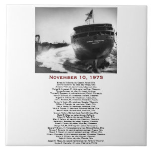 The Edmund Fitzgerald with Crew Names Tile