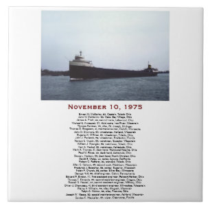 The Edmund Fitzgerald with Crew Names Tile