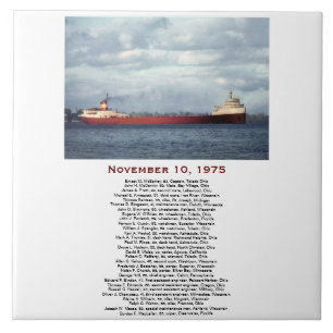 The Edmund Fitzgerald with Crew Names Tile