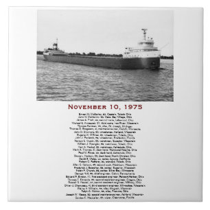 The Edmund Fitzgerald with Crew Names Tile