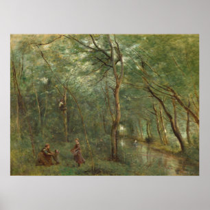 The Eel Gatherers - Jean-Baptiste- Corot Fine Art Poster