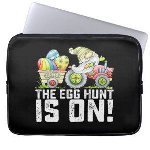 The Egg Hunt Is On Gnome Funny Easter Laptop Sleeve