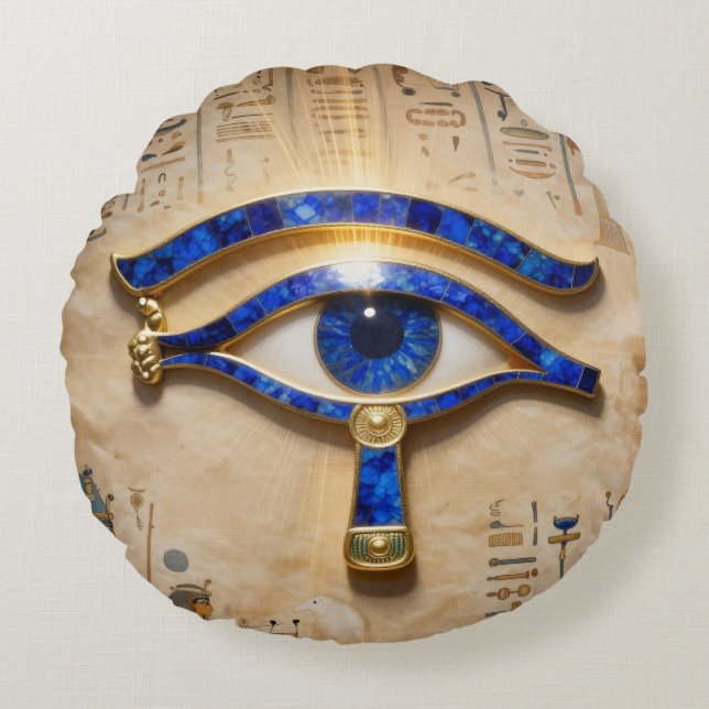 The Egyptian Eye  Round Cushion (Front)