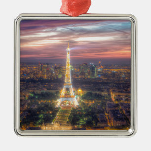 The Eiffel Tower at night, Paris France Metal Tree Decoration