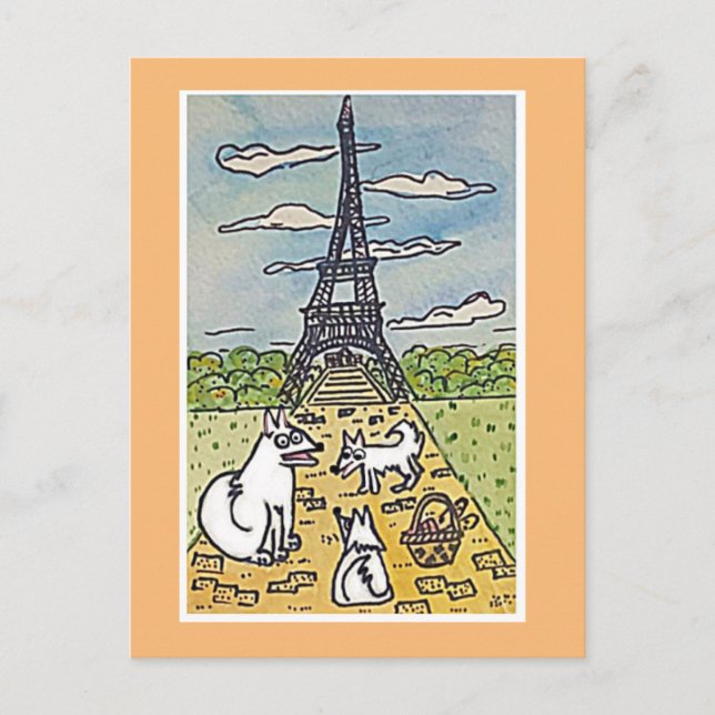 The Eiffel Tower, Original Art Parody Postcard (Front)
