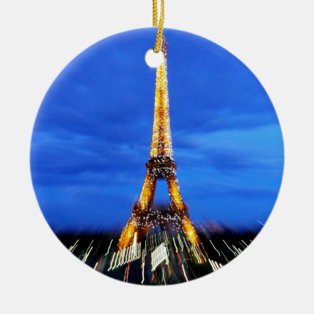 The Eiffel Tower Paris France Ceramic Tree Decoration (Front)