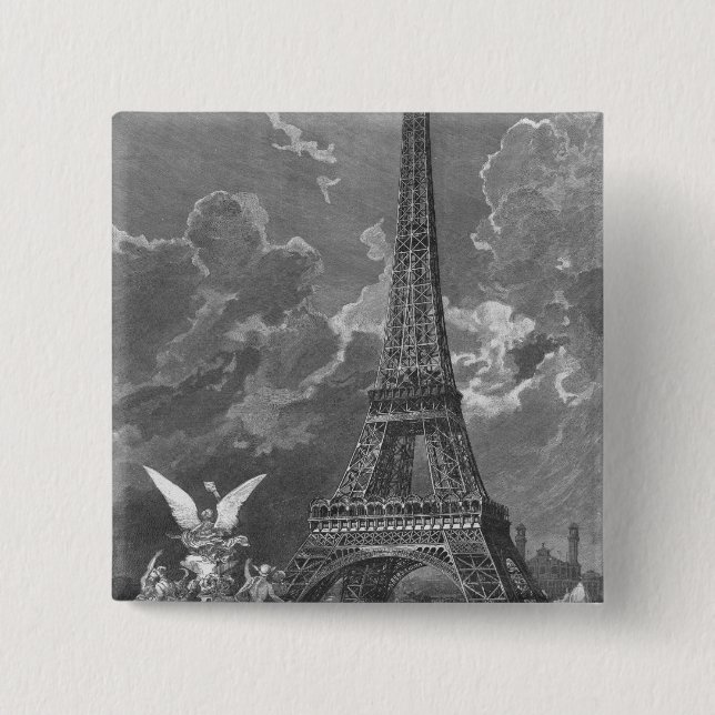The Eiffel Tower  Universal Exhibition 15 Cm Square Badge (Front)