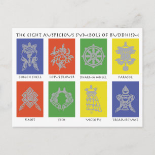 The Eight Auspicious Symbols of Buddhism Postcard