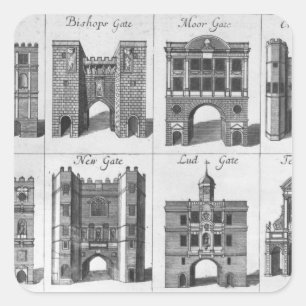 The Eight Gates of the City of London Square Sticker