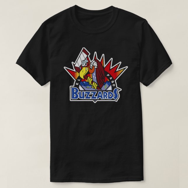 THE EL PASO BUZZARDS SHIRT AND HOCKEY STICKER (Design Front)
