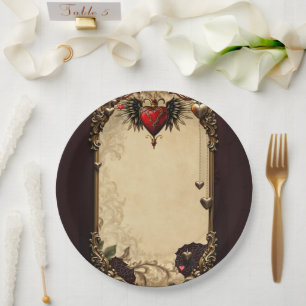 The elegance and mysticism of the Gothic heart.  Paper Plate