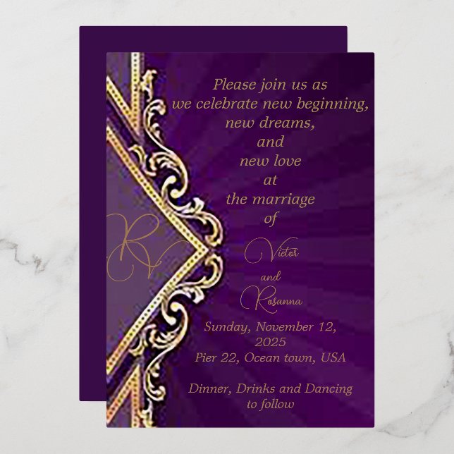 The Elegance of Love Foil Wedding Invitation  (Front/Back)