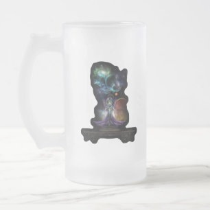 The Elegance Of Trilia Fractal Portrait Frosted Glass Beer Mug