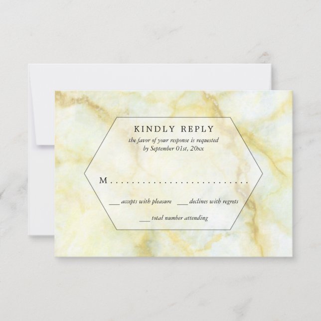 The Elegant Marble Effect Wedding Collection RSVP (Front)