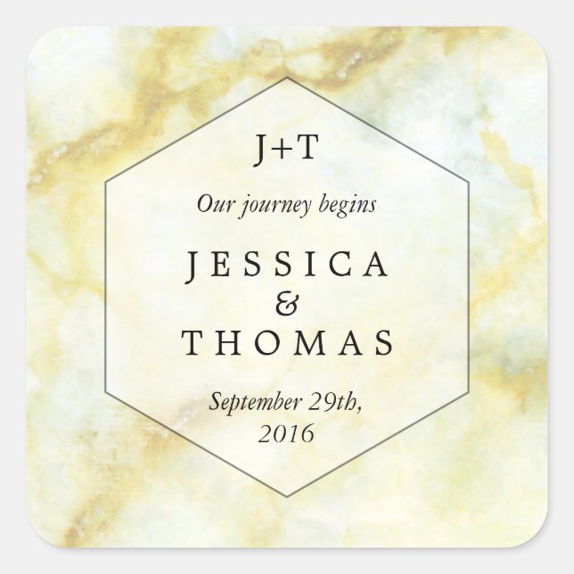 The Elegant Marble Effect Wedding Collection Square Sticker (Front)