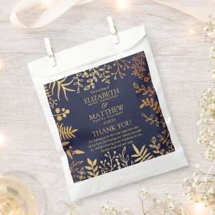 The Elegant Navy & Gold Floral Wedding Collection Favour Bags