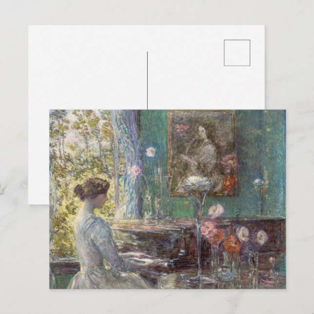 The Elegant Pianist,Improvisation by Childe Hassam Postcard (Front/Back)