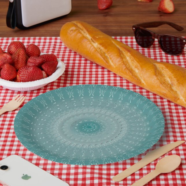 The Elegant Sea Blue Mandala Paper Plate (Picnic)