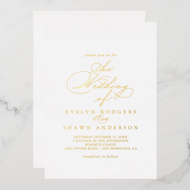 The Elegant Stylish Calligraphy Wedding of Gold (Front/Back)