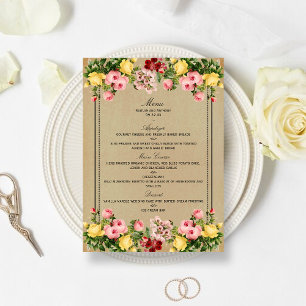 The Elegant Vintage Floral Wedding Collection Menu