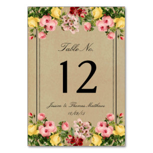 The Elegant Vintage Floral Wedding Collection Table Number