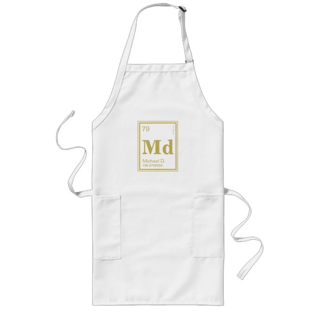 The Element of You! Custom Name Gold Periodic Long Apron (Front)