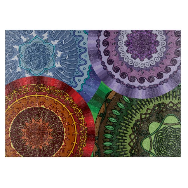 The Elements Mandalas Glass Cutting Board (Front)