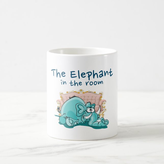 The Elephant In The Room Cartoon Coffee Mug (Center)