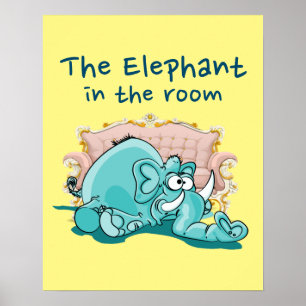 The Elephant In The Room Cartoon Poster