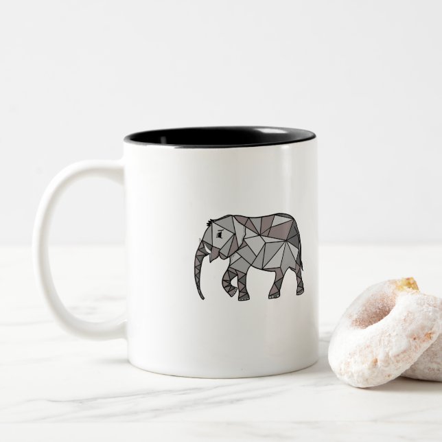 the elephant in the trend Two-Tone coffee mug (With Donut)