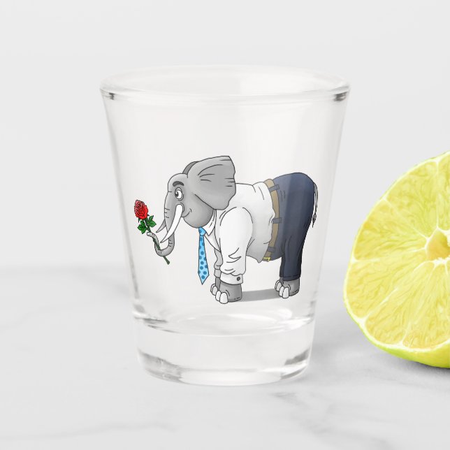 The Elephants Happy Valentines Day Shot Glass (Front)