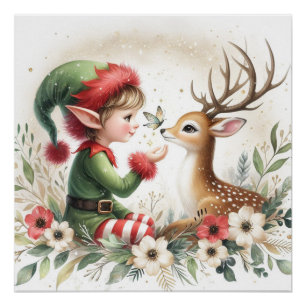 The Elf And The Reindeer Poster