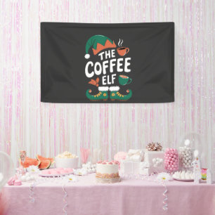 The Elf Coffee Funny Christmas Elf Coffeine Lover  Banner