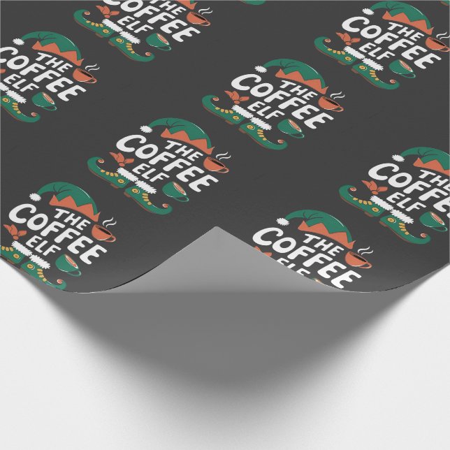 The Elf Coffee Funny Christmas Elf Coffeine Lover  Wrapping Paper (Corner)