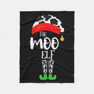The Elf Moo Cow Funny Christmas Elf Family Matchin Fleece Blanket