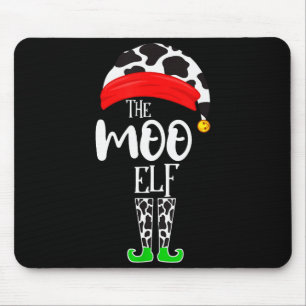The Elf Moo Cow Funny Christmas Elf Family Matchin Mouse Mat