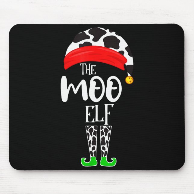 The Elf Moo Cow Funny Christmas Elf Family Matchin Mouse Mat (Front)