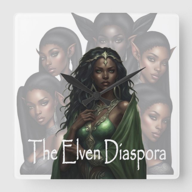 The Elven Diaspora Cover Art Square Wall Clock (Front)