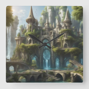 The Elven Worlds  Square Wall Clock