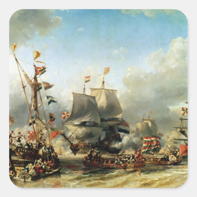 The Embarkation of Ruyter and William de Witt Square Sticker (Front)